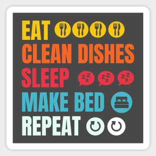 Eat, wash the dishes, sleep, repeat Magnet